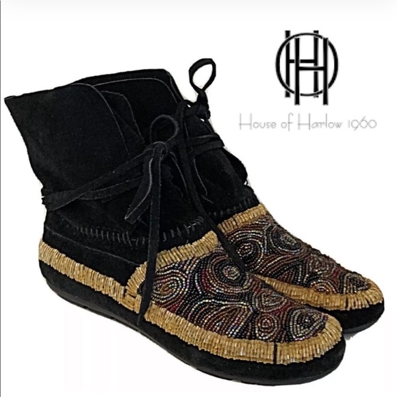 House of Harlow 1960 Moccasin Booties Beaded - Picture 2 of 10